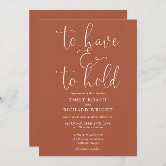 Om een QR-code terracotta bruiloft te hebben en te Kaart (Voorkant / Achterkant)