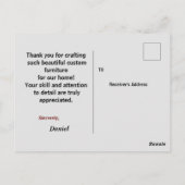 Om een timmerman te bedanken  briefkaart (Achterkant)