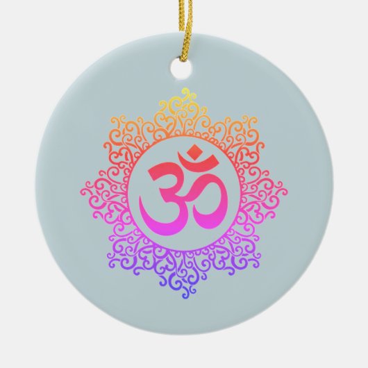 Om- en lotusregenboogkleursymbolen op ornament (Voorkant)