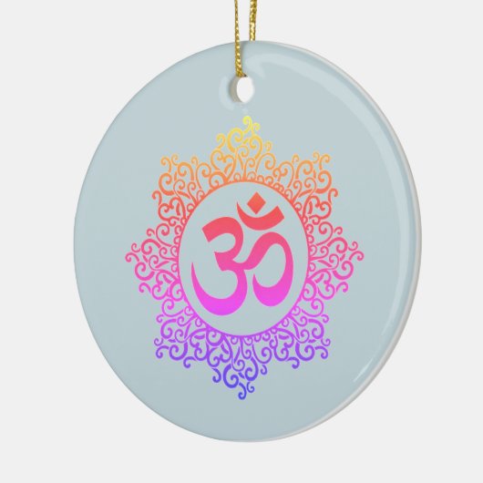 Om- en lotusregenboogkleursymbolen op ornament (Links)