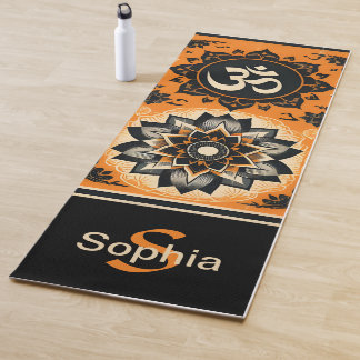 Om en Mandala in Sinaasappel en zwart Yogamat