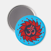 Om en Red Pinwheel - Yoga Magneten (Voorkant / Achterkant)