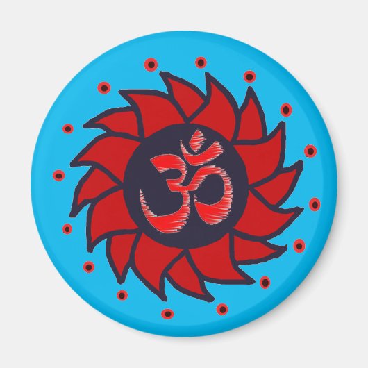 Om en Red Pinwheel - Yoga Magneten (Voorkant)