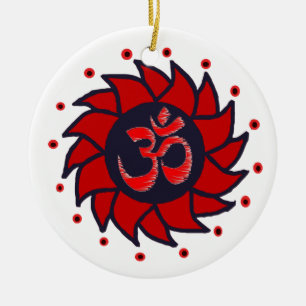 Om en Red Pinwheel - Yoga Ornament