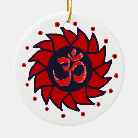 Om en Red Pinwheels - Yoga Ornament (Voorkant)