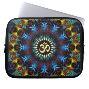 OM Floral Fractal Mandala Notitieboek Laptop Sleeve