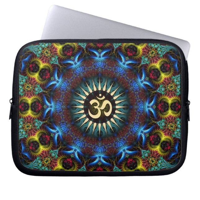 OM Floral Fractal Mandala Notitieboek Laptop Sleeve (Voorkant)