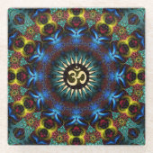 OM Floral Fractal Mandala Serving Tray Glazen Onderzetter (Voorkant)