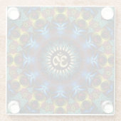 OM Floral Fractal Mandala Serving Tray Glazen Onderzetter (Achterkant)