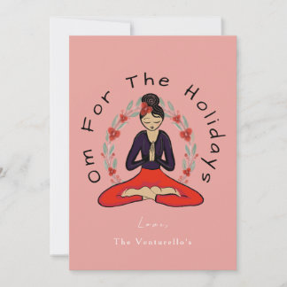 'Om For The Holidays' Family Yoga Holiday Card Feestdagenkaart