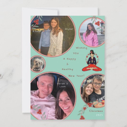 'Om For The Holidays' Family Yoga Holiday Card Feestdagenkaart (Achterkant)