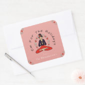 'Om For The Holidays' Yoga and Wreath Card Vierkante Sticker (Envelop)