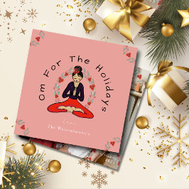 'Om For The Holidays' Yoga and Wreath Holiday Card Feestdagenkaart