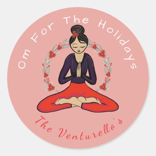 Om For The Holidays Yoga Sticker (Voorkant)