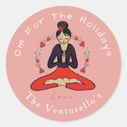 Om For The Holidays Yoga Sticker (Voorkant)