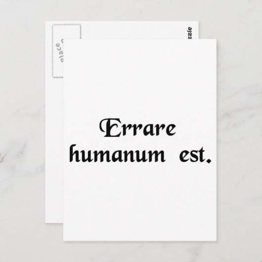 Om fout te gaan is menselijk. briefkaart (Voorkant / Achterkant)