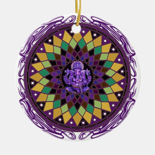 Om Ganesh Mandala Keramisch Ornament (Voorkant)