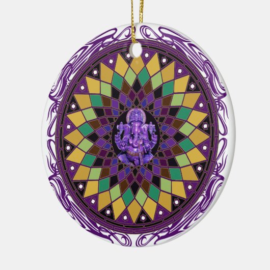 Om Ganesh Mandala Keramisch Ornament (Links)