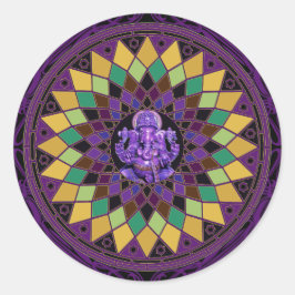 Om Ganesh Mandala Ronde Sticker