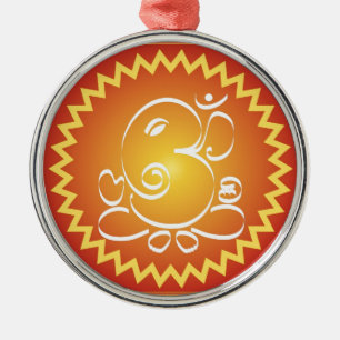Om Ganesha met gele ster Metalen Ornament