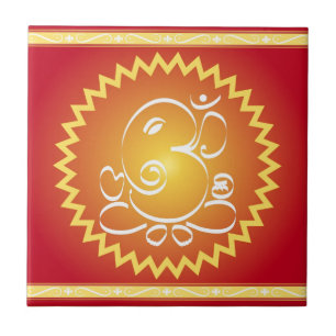 Om Ganesha met gele ster Tegeltje