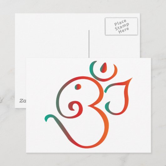 OM-ganpati-groen-oranje Briefkaart (Voorkant / Achterkant)