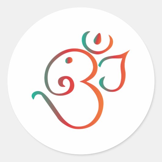 Om-ganpati-groen-oranje Ronde Sticker (Voorkant)