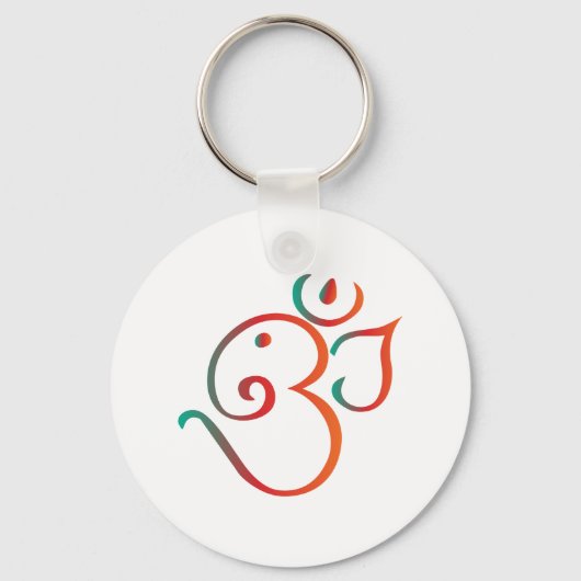 Om-ganpati-groen-oranje Sleutelhanger (Voorkant)