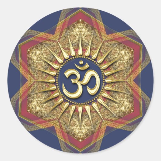 Om Gold Hexagon Sparkle Spiritueel Art Sticker (Voorkant)