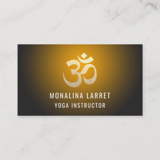 Om Gold Meditation Symbol Yoga Instructor Visitekaartje (Voorkant)
