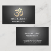 Om Gold Meditation Symbol Yoga Instructor | Zwart Visitekaartje (Voorkant / Achterkant)
