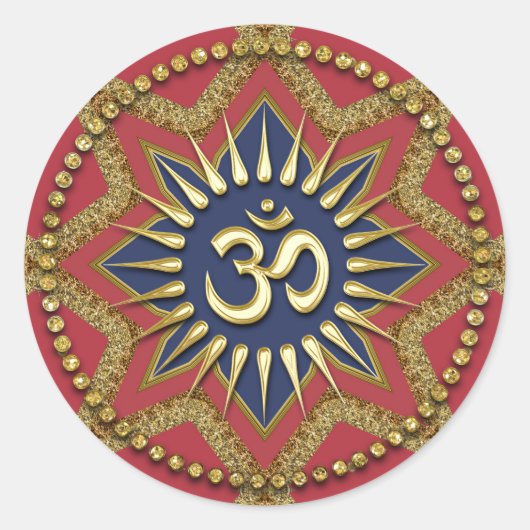 OM Gold Red Energy Spiritueel Art Sticker (Voorkant)