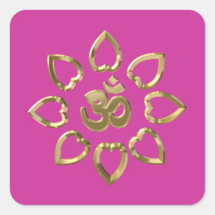 Om golden symbool vierkante sticker
