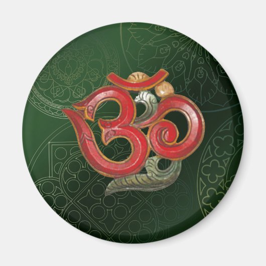 OM groen rood yoga hindu magneet (Voorkant)