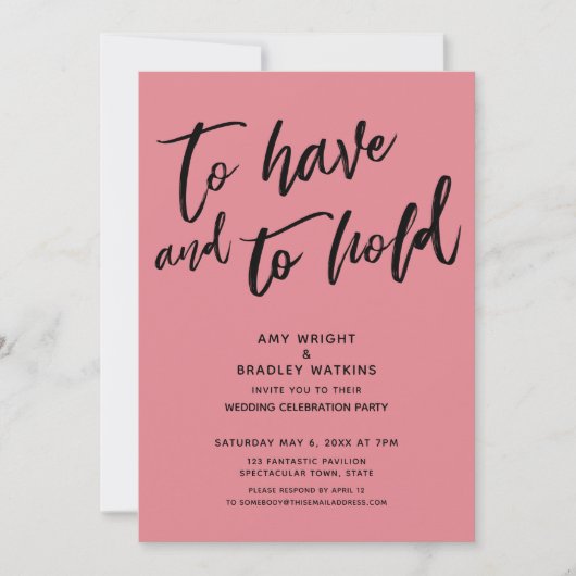 Om Handschrift Roze Receptie te hebben en te houde Kaart (Voorkant)