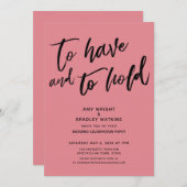 Om Handschrift Roze Receptie te hebben en te houde Kaart (Voorkant / Achterkant)