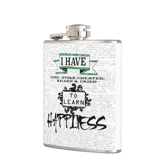 Om HAPPINESS te leren, citaat uit het leven Heupfles (Links)