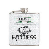 Om HAPPINESS te leren, citaat uit het leven Heupfles (Voorkant)