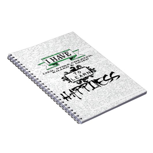 Om HAPPINESS te leren, citaat uit het leven Notitieboek (Rechterzijde)