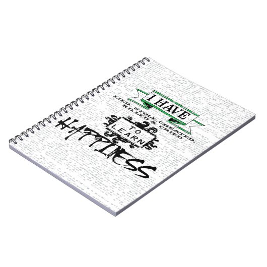 Om HAPPINESS te leren, citaat uit het leven Notitieboek (Linkerzijde)