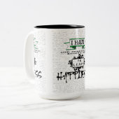 Om HAPPINESS te leren, citaat uit het leven Tweekleurige Koffiemok (Voorkant links)