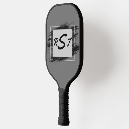 Om het even welk 3 Initiaal Monogram Zwarte Borste Pickleball Paddle (Links)
