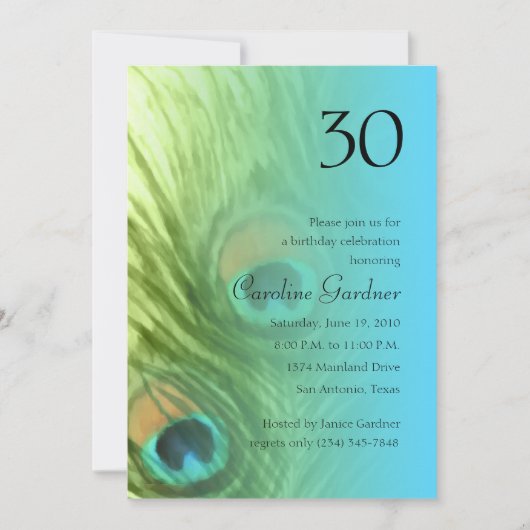 Om het even welk Aantal Verjaardag Peacock Fantasy Kaart (Voorkant)