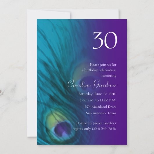 Om het even welk Aantal Verjaardag Peacock Fantasy Kaart (Voorkant)