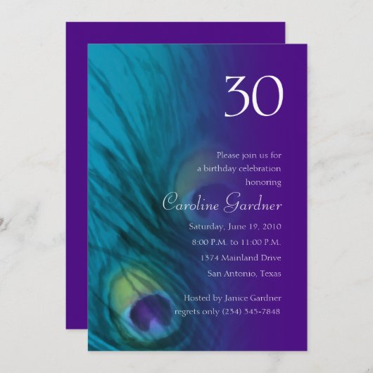 Om het even welk Aantal Verjaardag Peacock Fantasy Kaart (Voorkant / Achterkant)