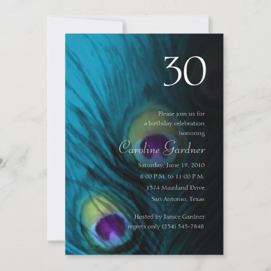 Om het even welk Aantal Verjaardag Peacock Fantasy Kaart (Voorkant)