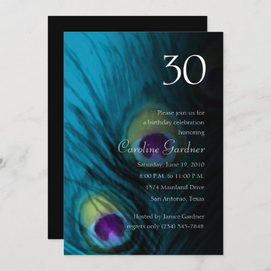 Om het even welk Aantal Verjaardag Peacock Fantasy Kaart (Voorkant / Achterkant)