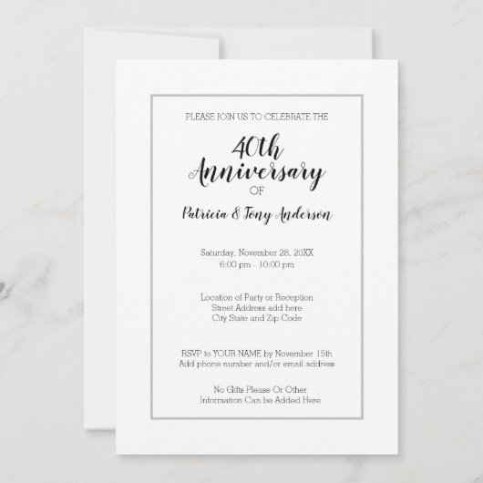 OM HET EVEN WELK JAAR - 40ste Jubileum & Foto van  Kaart (Achterkant)