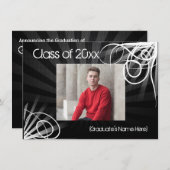 Om het even welk jaar~Black Swirl Photo Afstuderen Kaart (Voorkant / Achterkant)