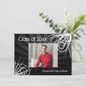 Om het even welk jaar~Black Swirl Photo Afstuderen Kaart (Staand voorkant)